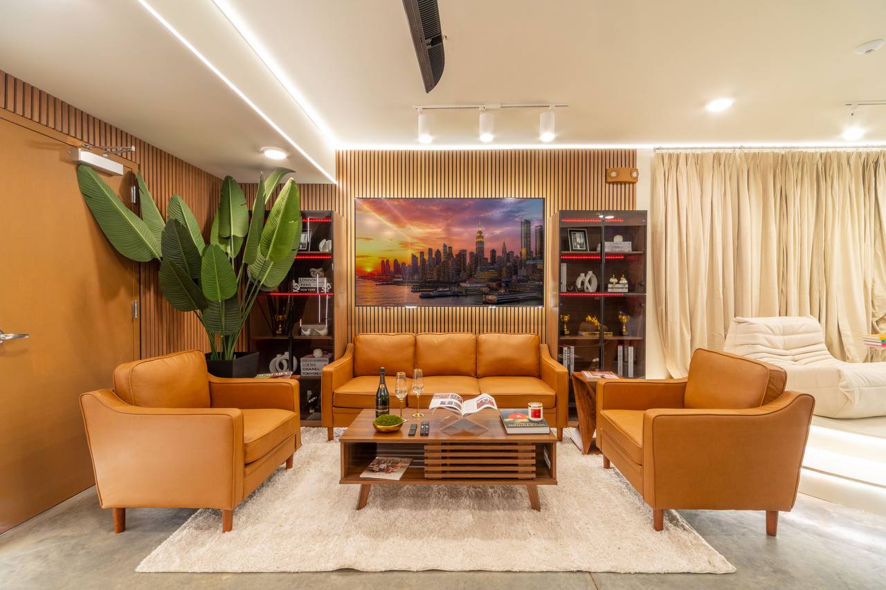 Executive leather lounge podcast set